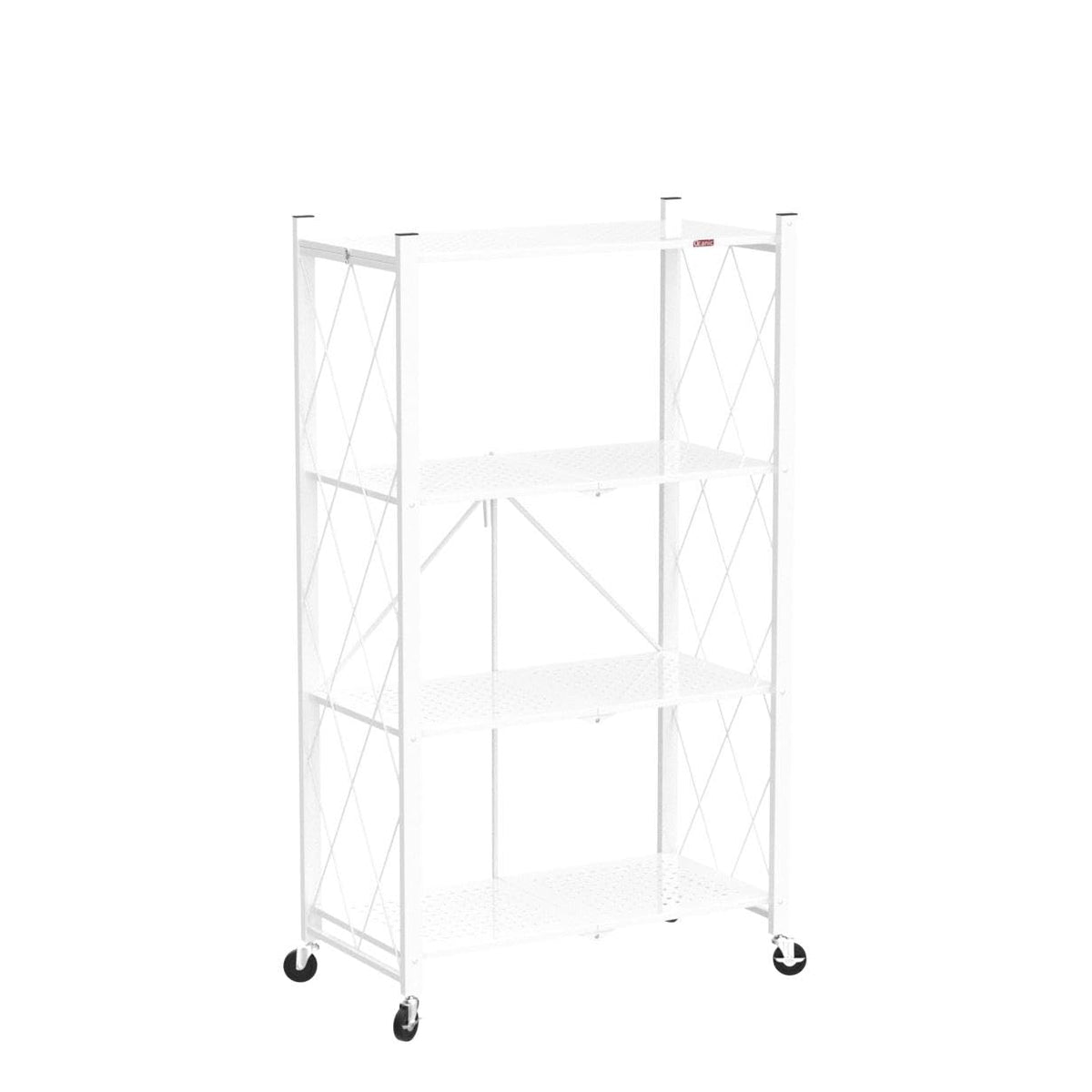 4 Tier White Metal Storage Shelves with Wheels X364