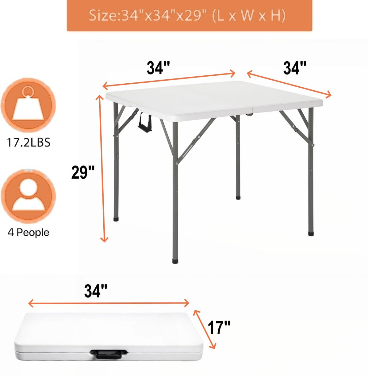 White Square Folding Card Table K240