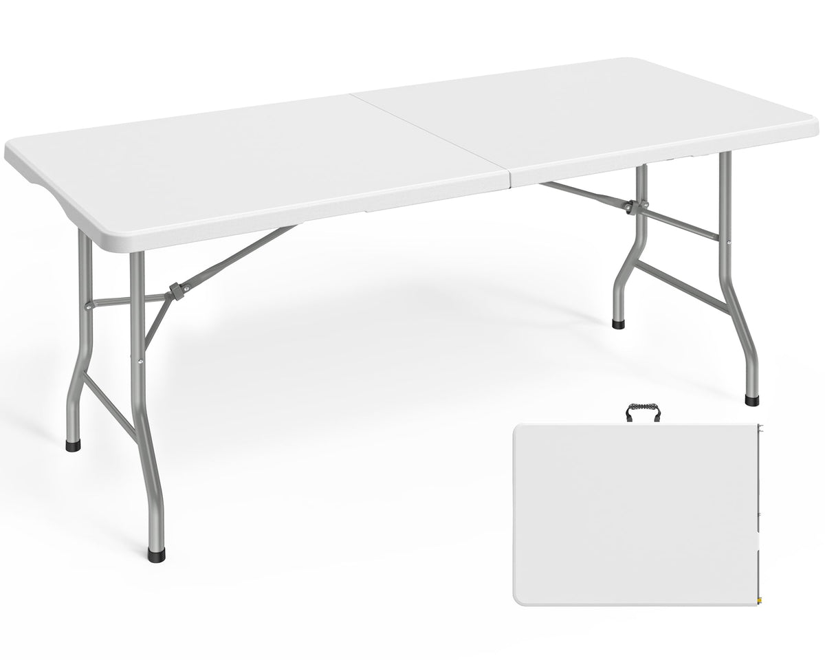6.1 FT White Folding Table with Carrying Handle Q760937