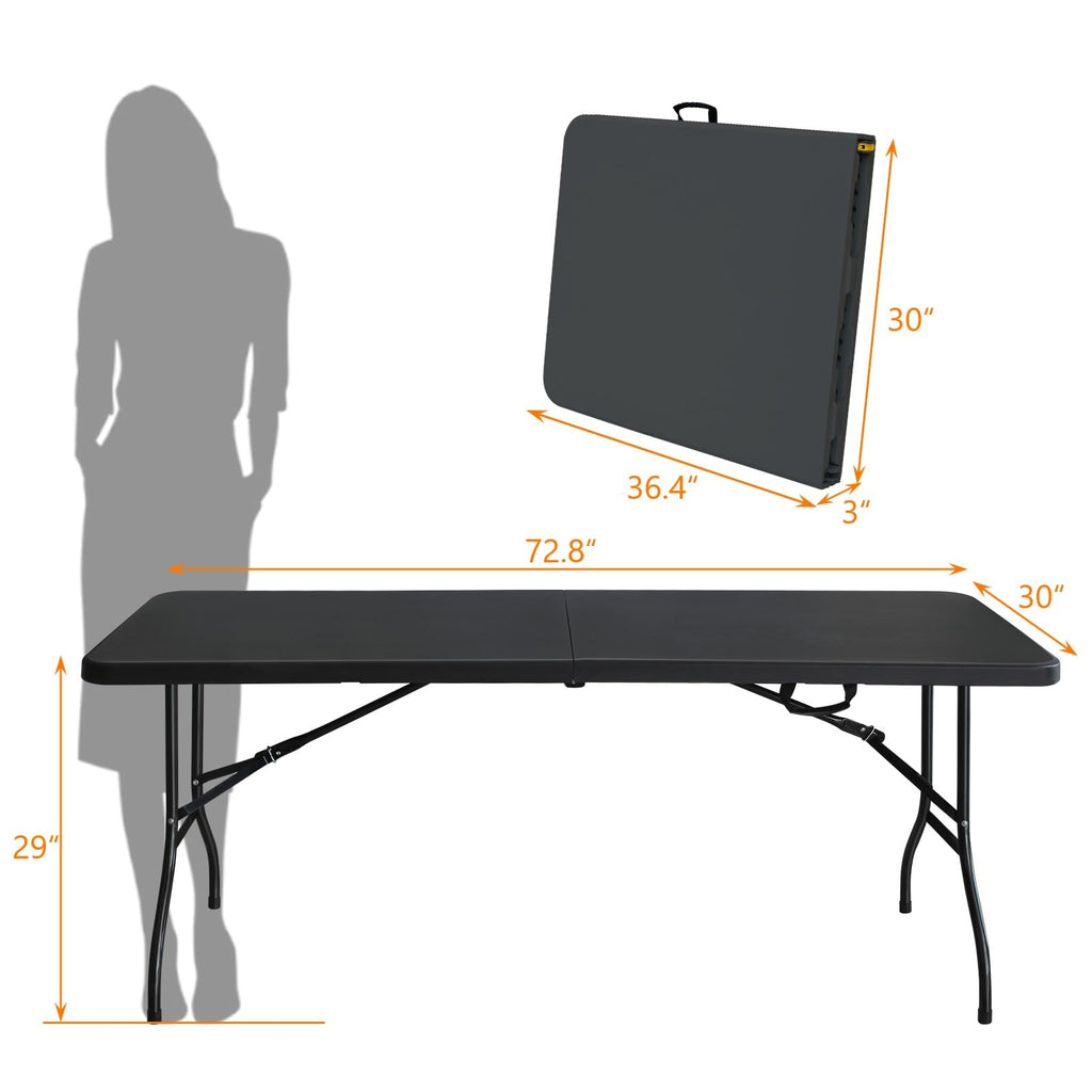 6 FT Black Folding Table with Carry Handle G975052