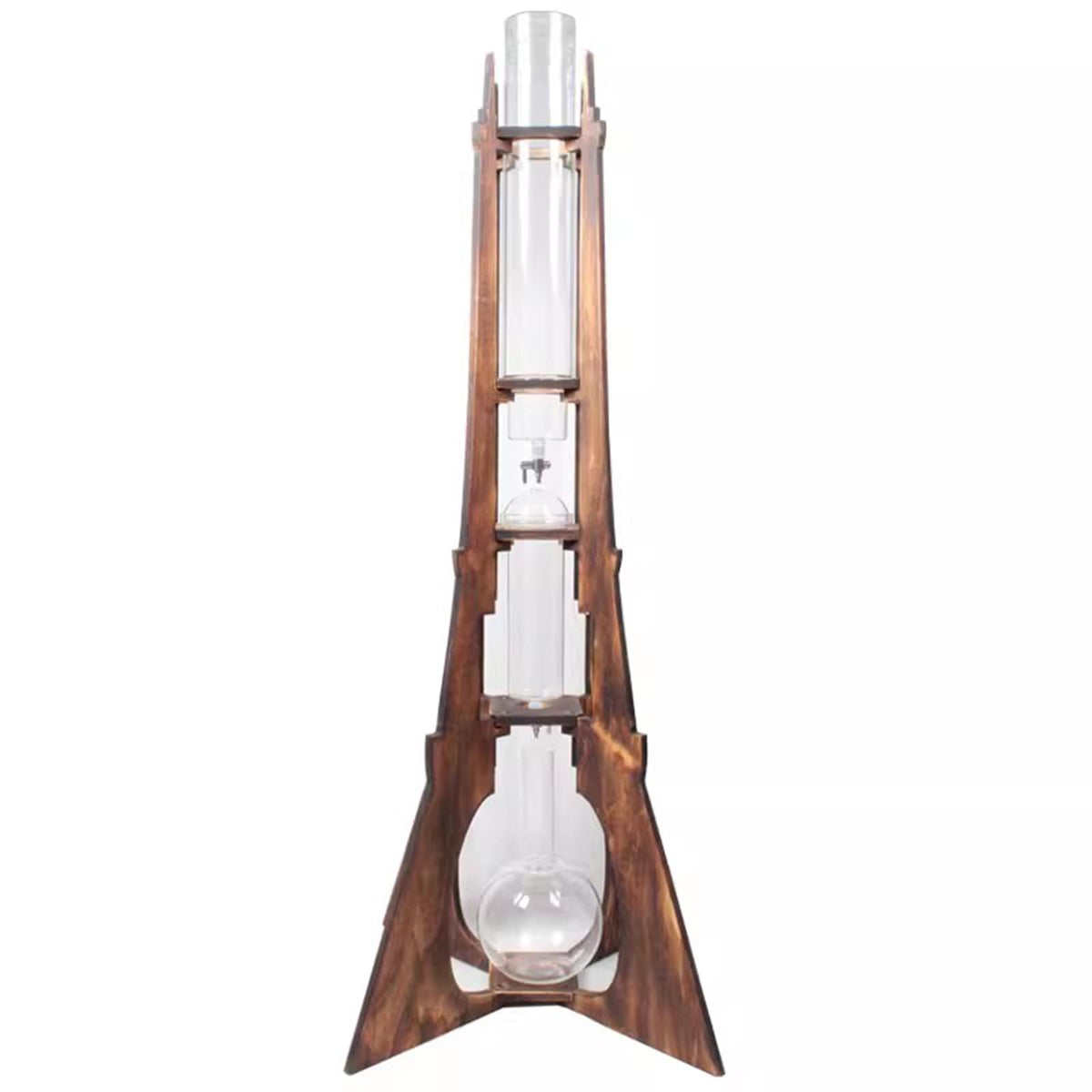 Ice Drip Coffee Maker with Wooden Frame and Glassware U6916