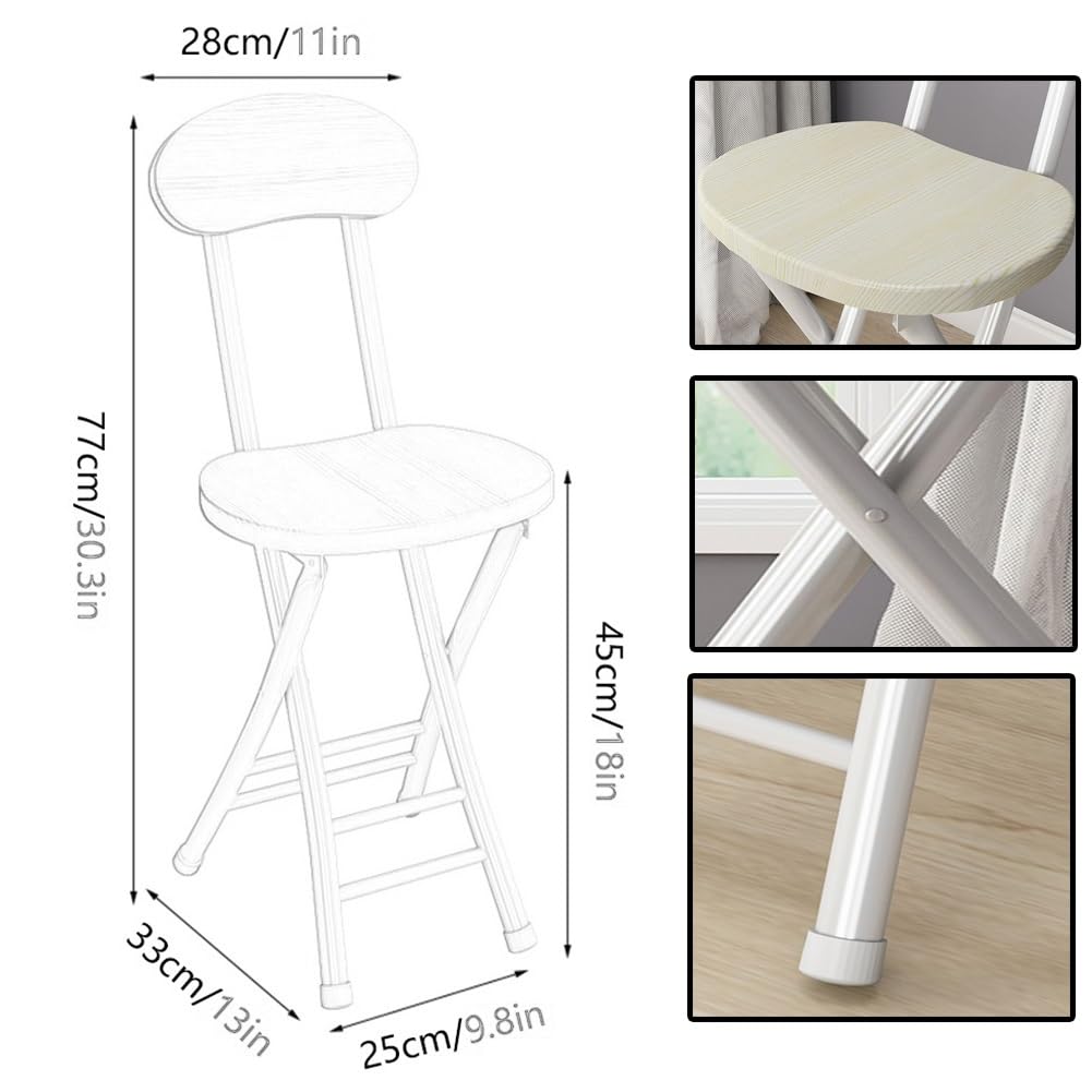 18 Inch Portable Folding Stool with Back Support and Footrest I75919