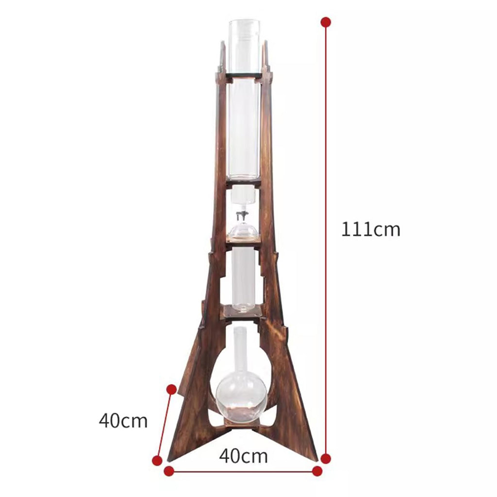 Ice Drip Coffee Maker with Wooden Frame and Glassware U6916
