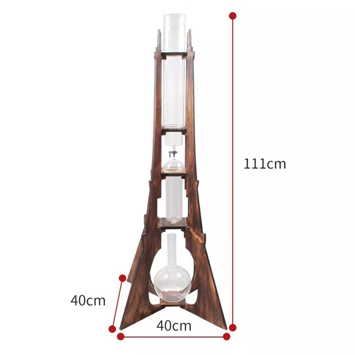 Ice Drip Coffee Maker with Wooden Frame and Glassware U6916