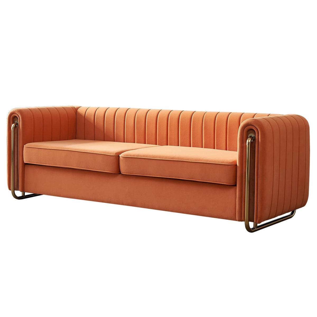 Orange Velvet 84.25-Inch 3-Seater Sofa D89201