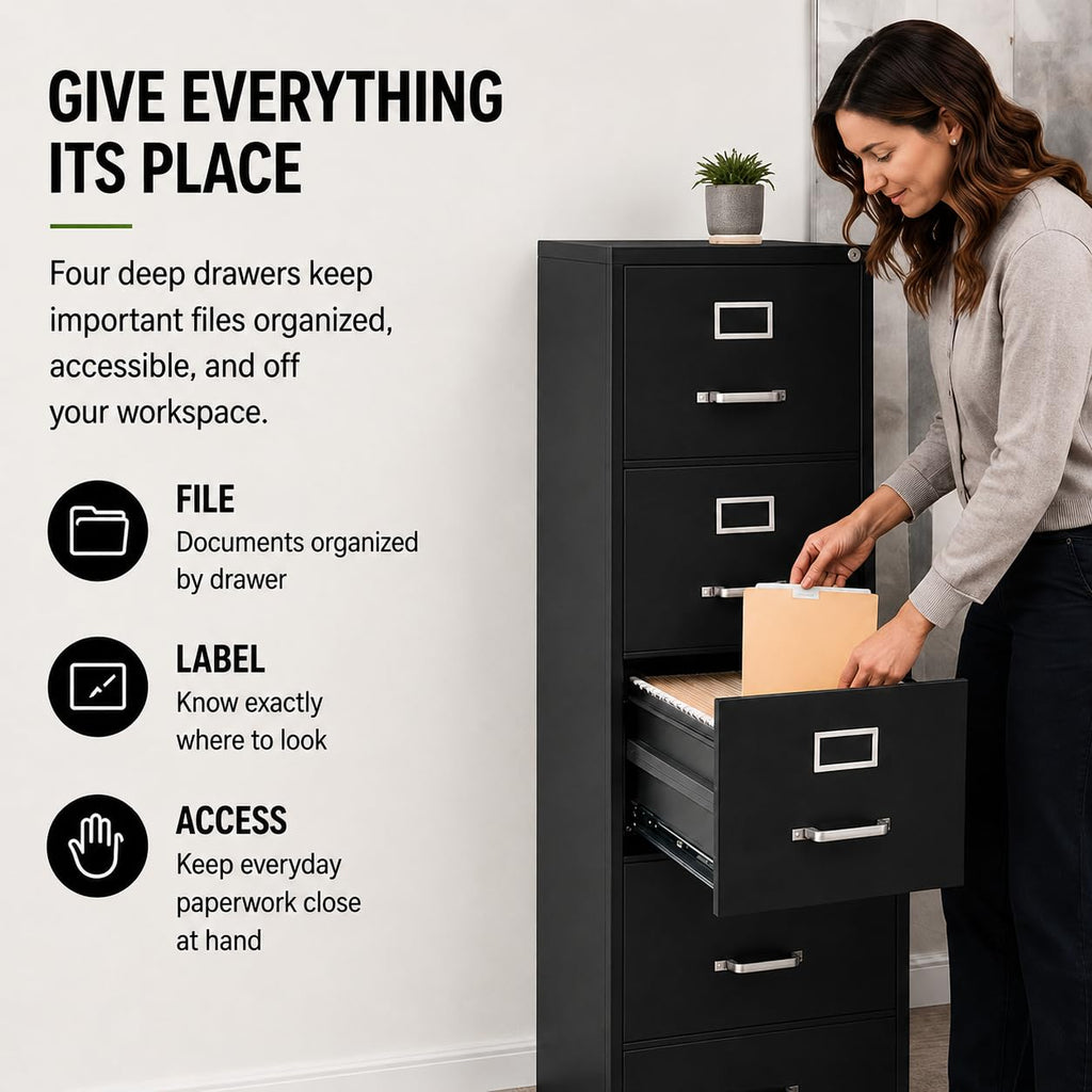 4 Drawer Metal Vertical Filing Cabinet N611