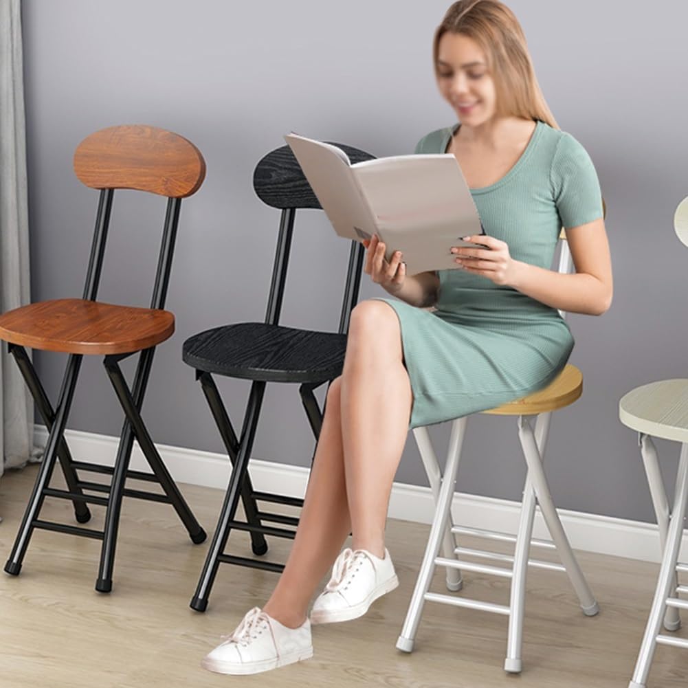 18 Inch Portable Folding Stool with Back Support and Footrest I75919