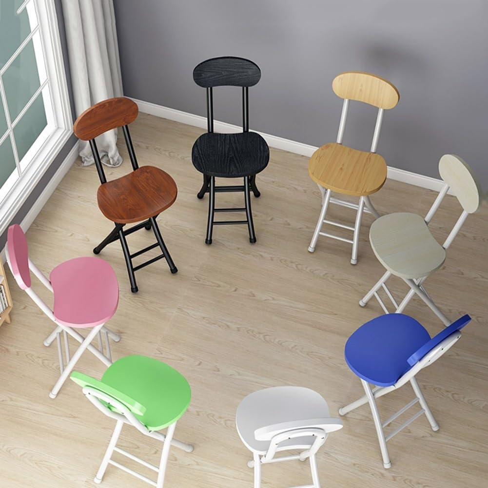 18 Inch Portable Folding Stool with Back Support and Footrest I75919