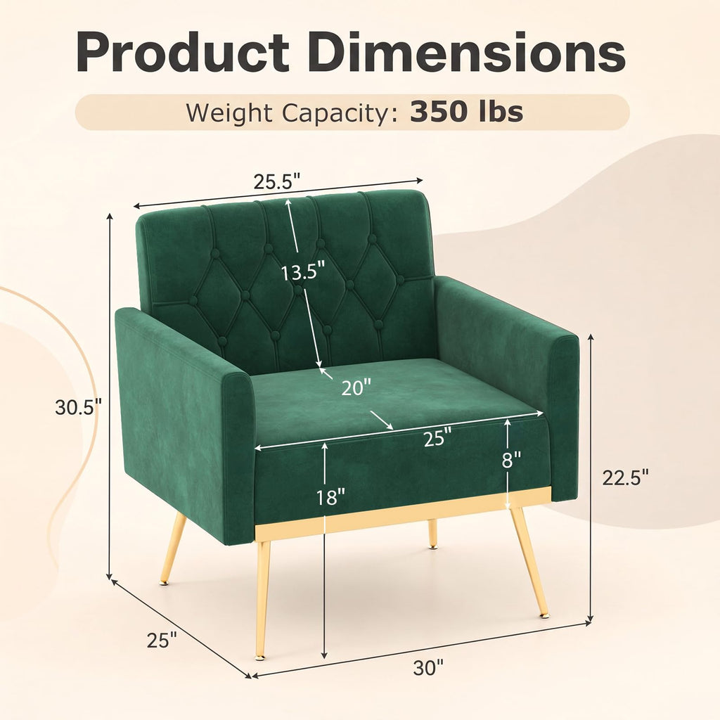 Velvet Accent Chair Set of 2 Emerald Green M810335