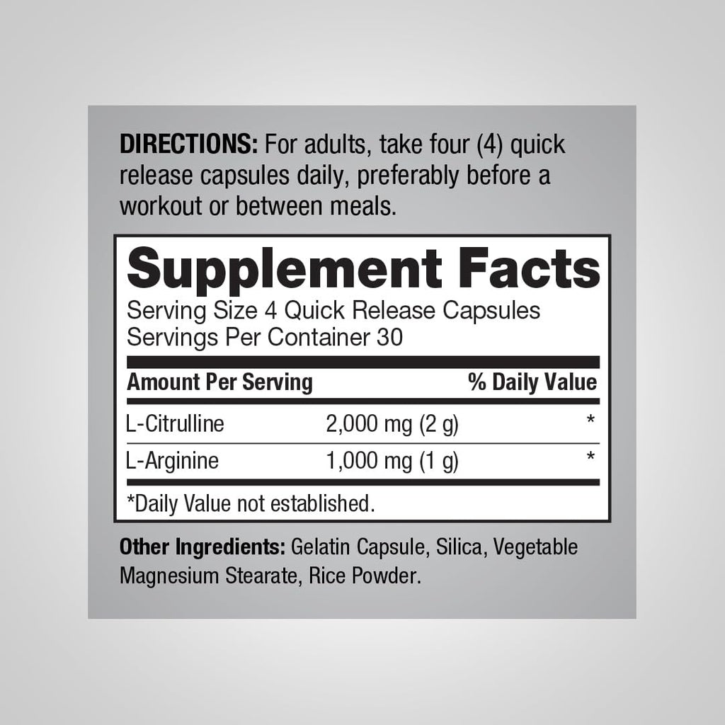 3000mg 120 Capsules Nitric Oxide Supplement with L Arginine and L Citrulline Q910