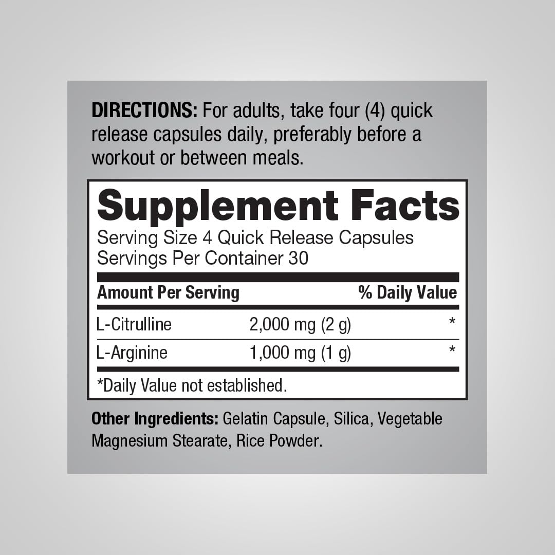 3000mg 120 Capsules Nitric Oxide Supplement with L Arginine and L Citrulline Q910