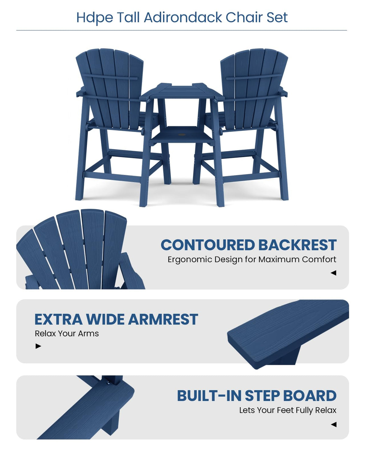 Navy Blue Adirondack Chairs Set of 2 E3039