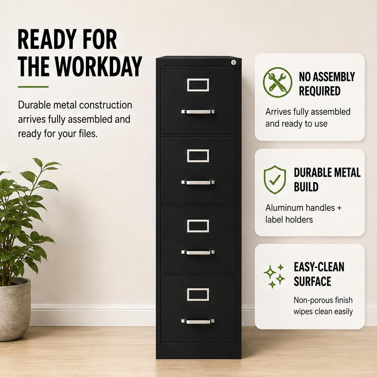 4 Drawer Metal Vertical Filing Cabinet N611