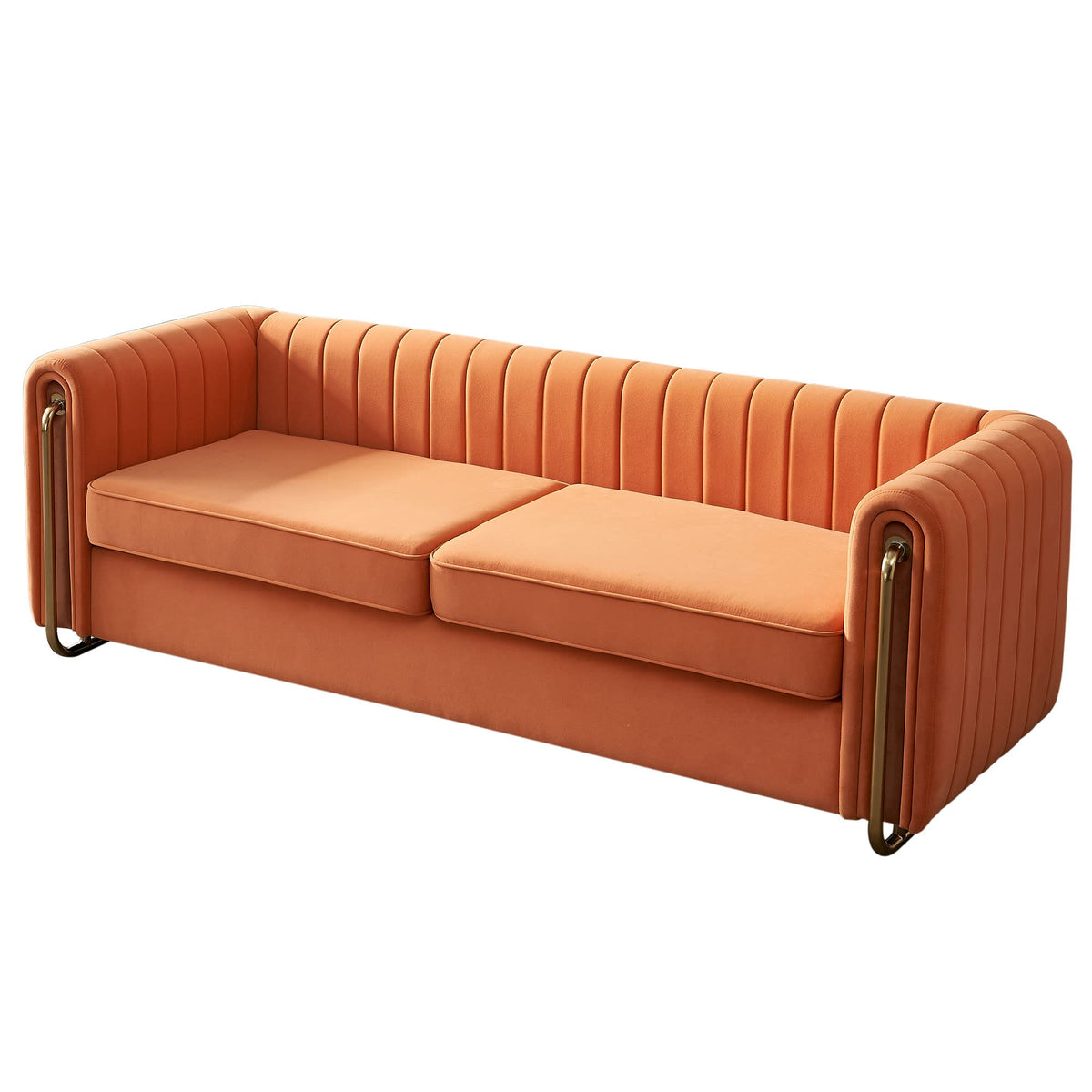 Orange Velvet 84.25-Inch 3-Seater Sofa D89201