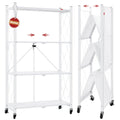 4 Tier White Metal Storage Shelves with Wheels X364
