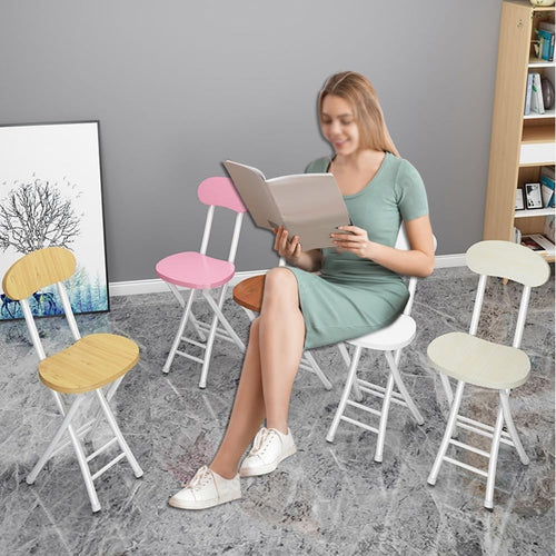 18 Inch Portable Folding Stool with Back Support and Footrest I75919