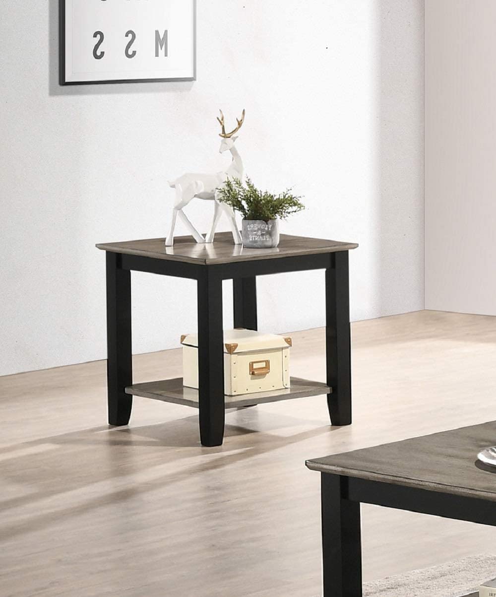 Square End Table with Walnut Veneer Top and Open Shelf Storage C308078