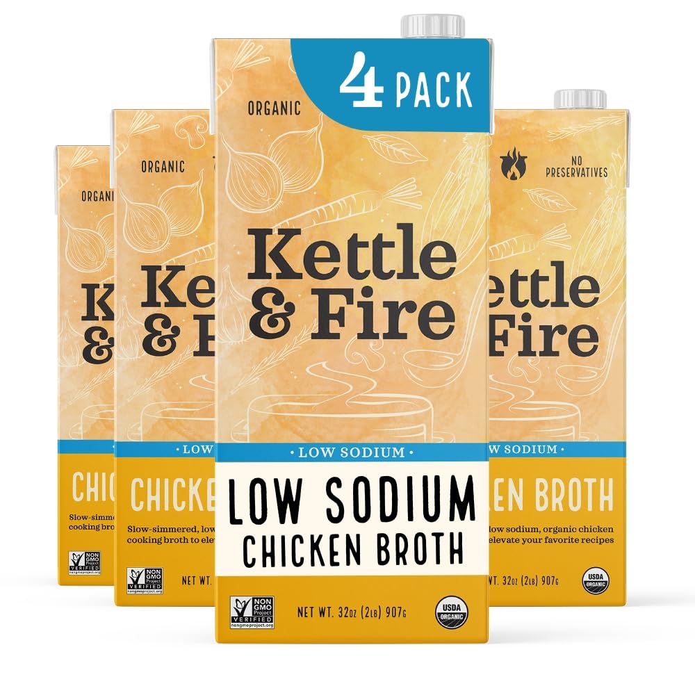 Low Sodium Chicken Broth Pack of 4 Organic 32 oz L748