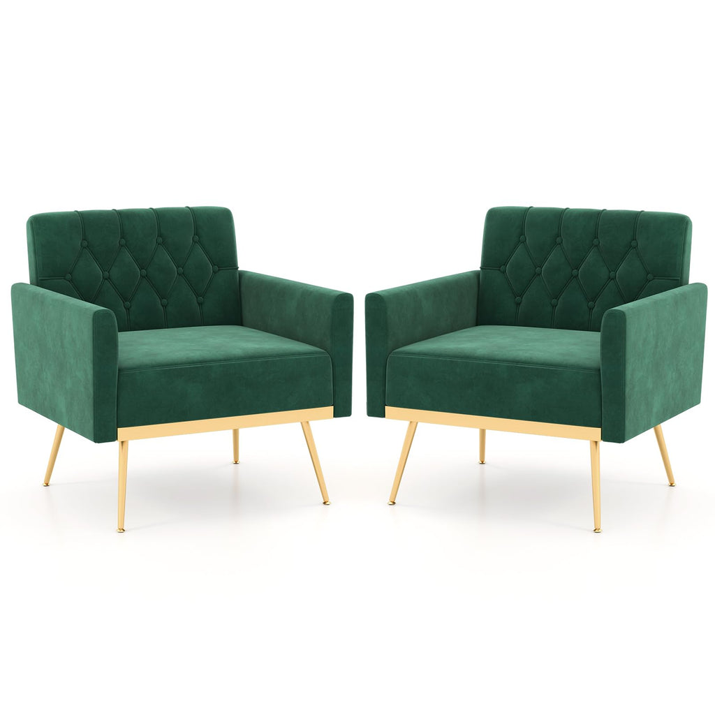 Velvet Accent Chair Set of 2 Emerald Green M810335