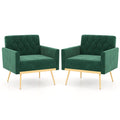Velvet Accent Chair Set of 2 Emerald Green M810335