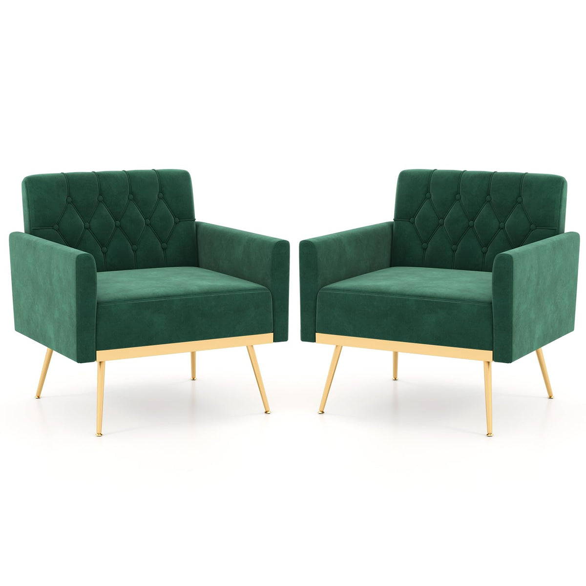 Velvet Accent Chair Set of 2 Emerald Green M810335