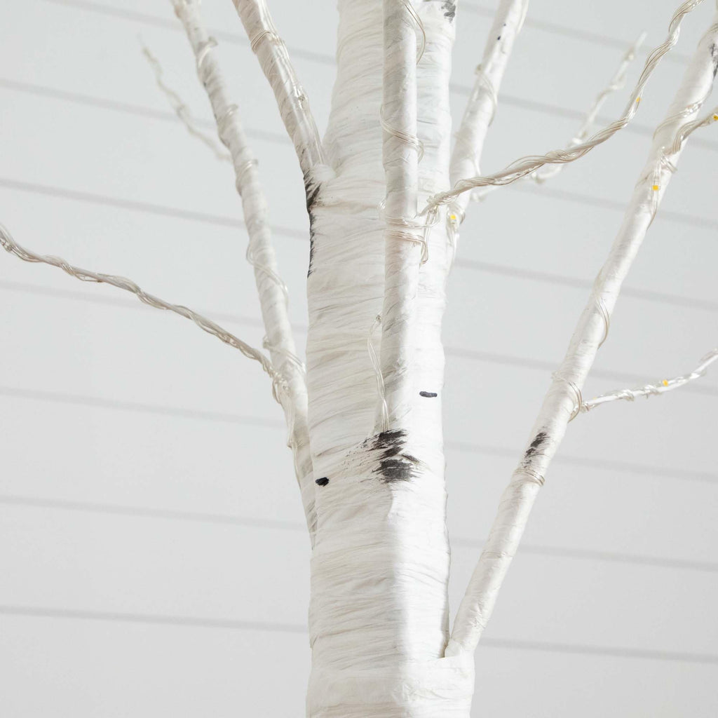 7-FT Pre-lit Artificial White Birch Tree with LED Lights A90240