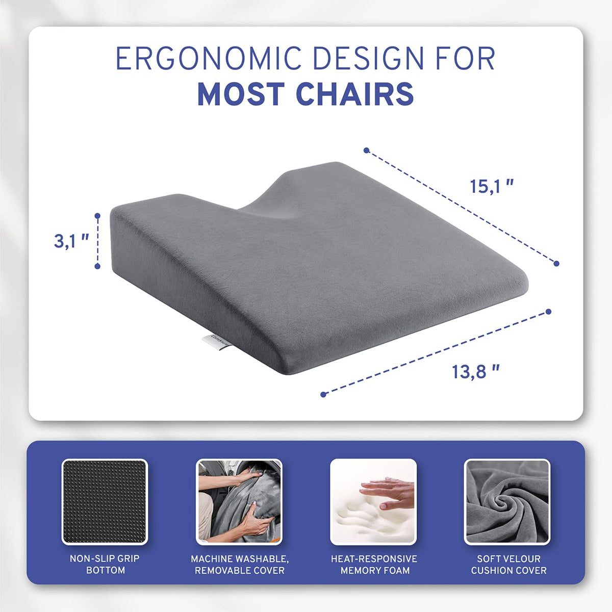 Memory Foam Wedge Seat Cushion V178