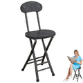18 Inch Portable Folding Stool with Back Support and Footrest I75919