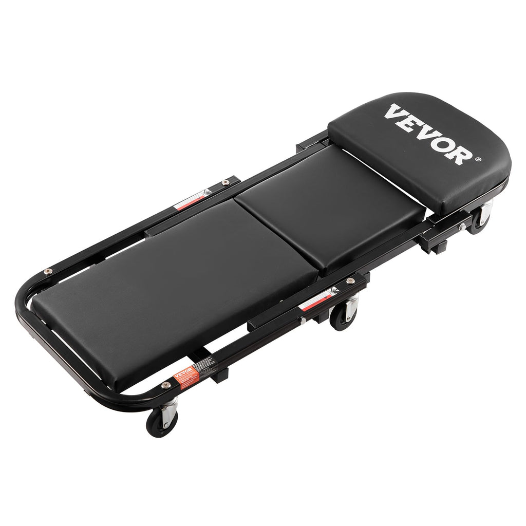 Foldable Rolling Mechanic Creeper with 6 Wheels Padded Seat K3795