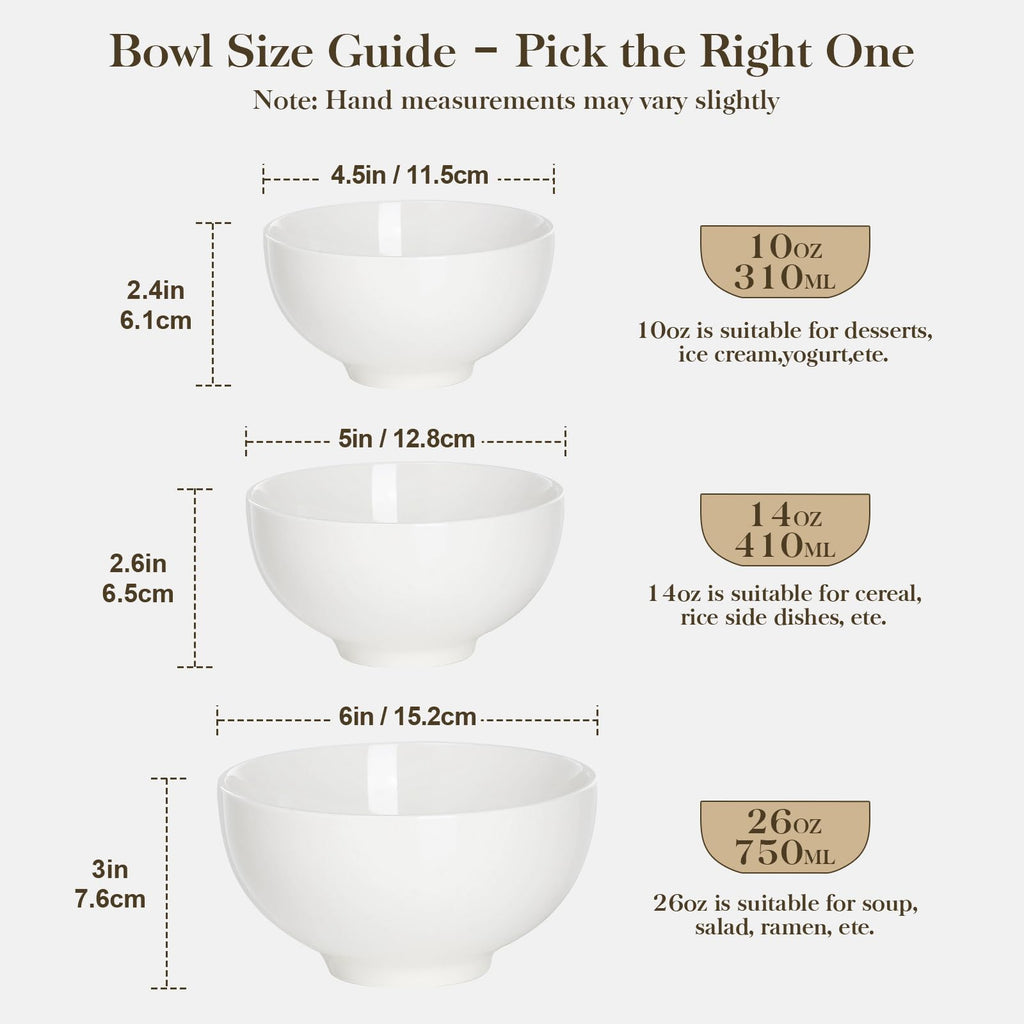 White 26 Oz Ceramic Soup Bowls of 4 V8240