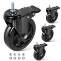 5 Inch Swivel Threaded Stem Casters Set of 4 Heavy Duty 2400lbs Black M8100