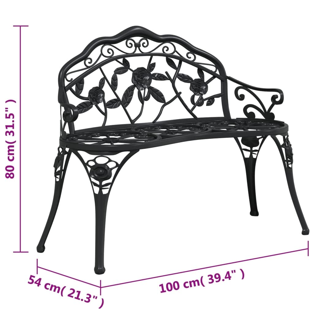 Cast Aluminum Black Patio Bench G3958