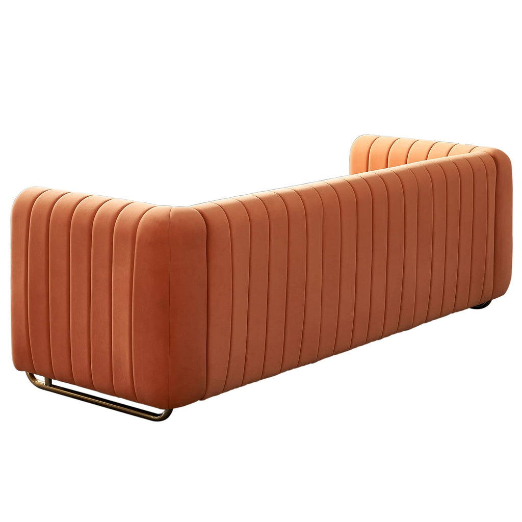 Orange Velvet 84.25-Inch 3-Seater Sofa D89201