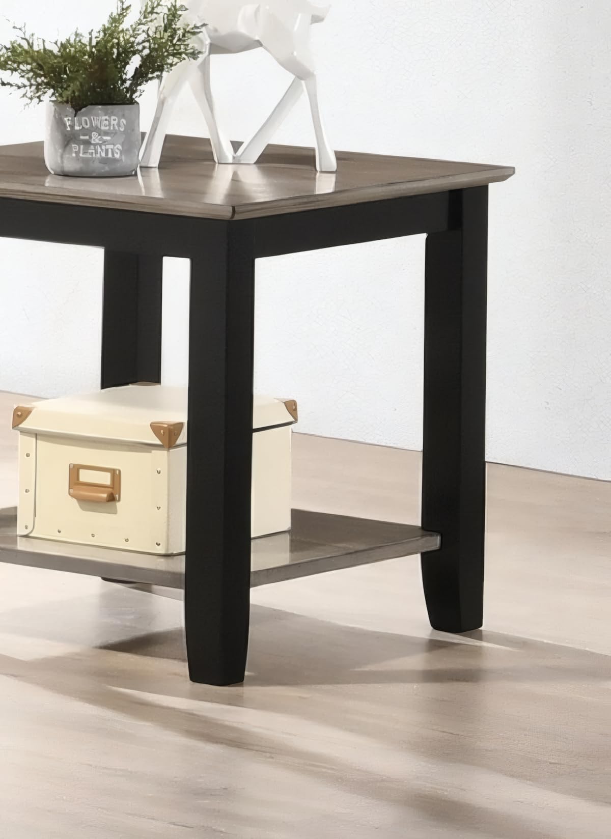 Square End Table with Walnut Veneer Top and Open Shelf Storage C308078