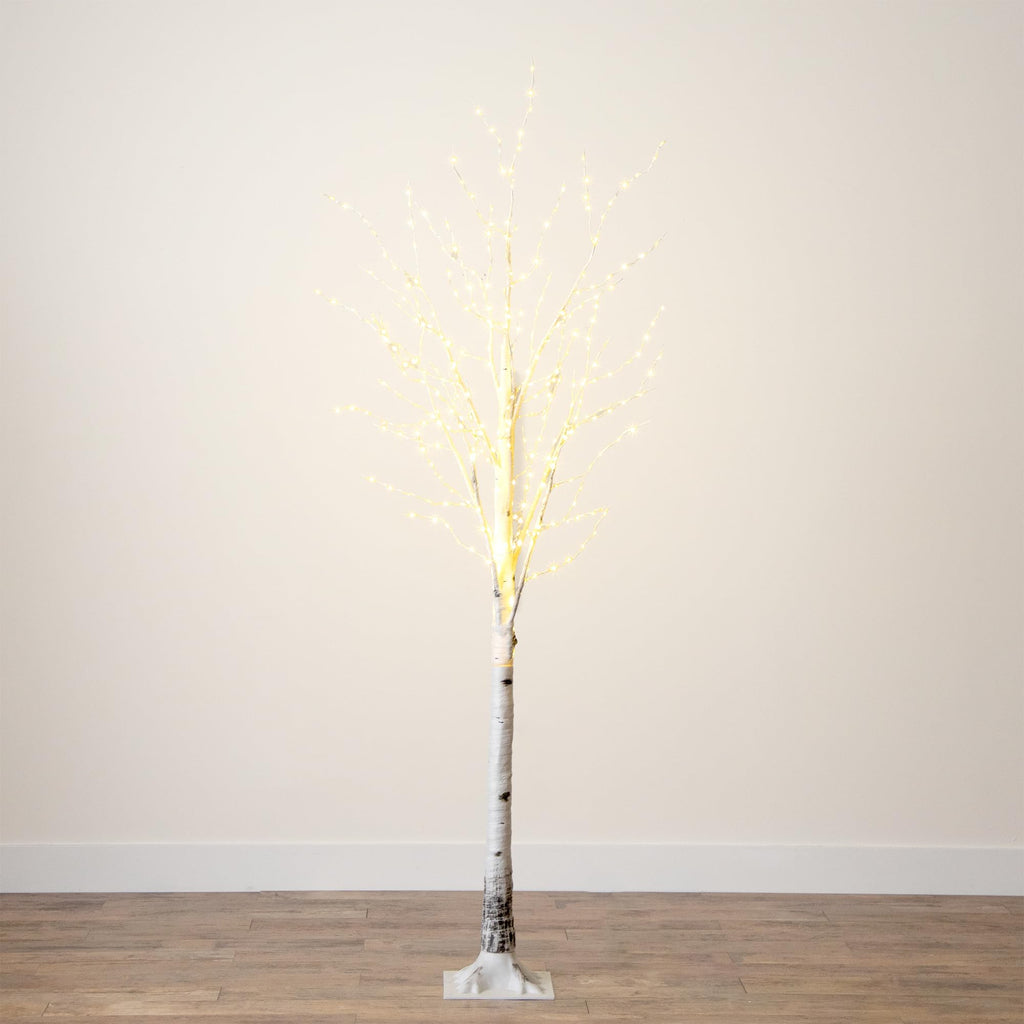 7-FT Pre-lit Artificial White Birch Tree with LED Lights A90240