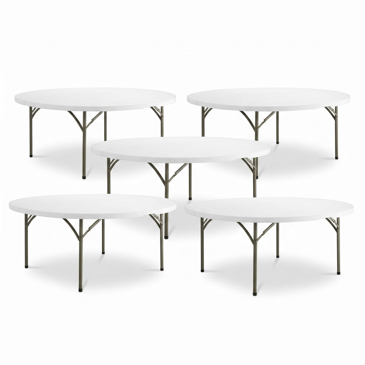 72-Inch Round Folding Tables 5-Pack Heavy-Duty Plastic R349350