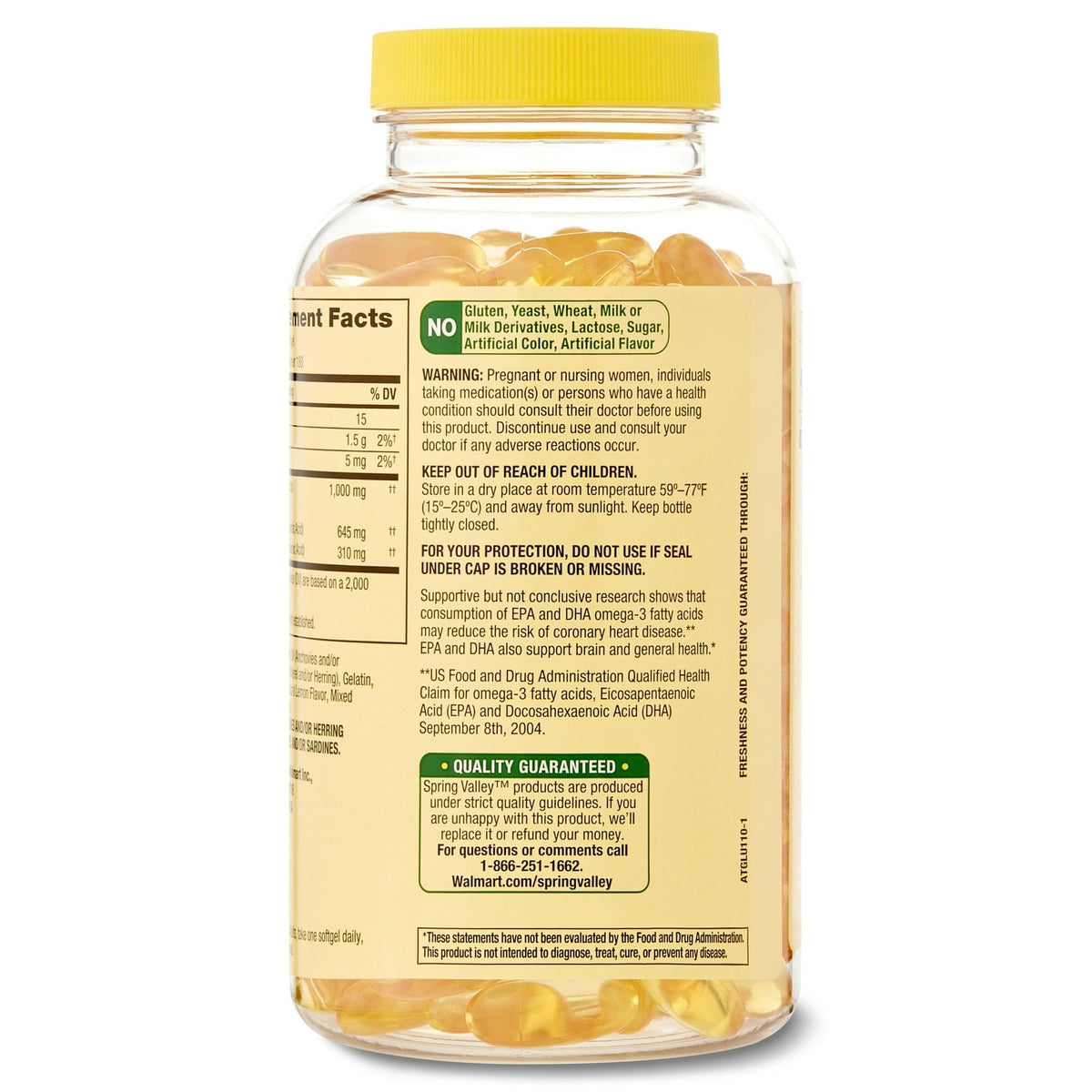 Omega-3 Fish Oil Soft Gels 1000 mg 180 Count Dietary Supplement D5770