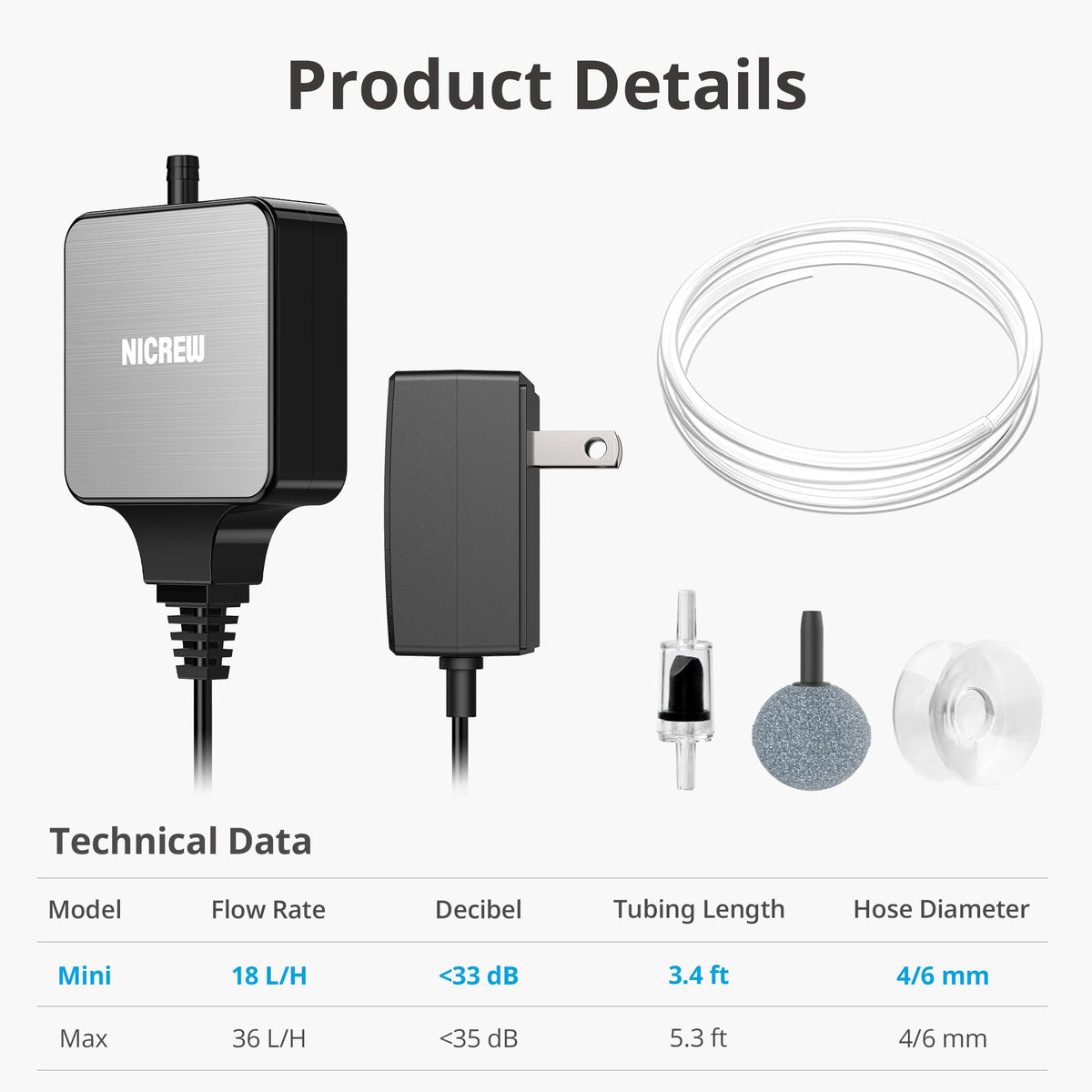 Nano Silent Aquarium Air Pump U11042