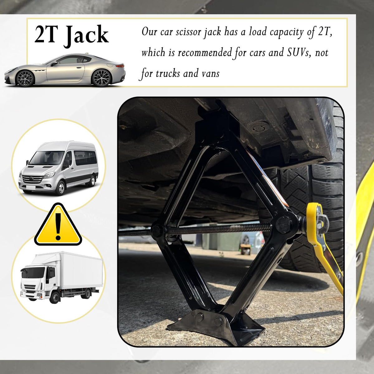 2T Scissor Jack Kit with Lug Wrench & Ratchet Wrench Q7645