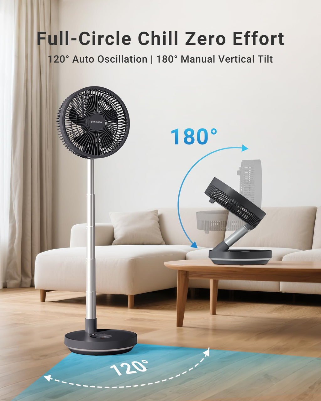 10" Portable Oscillating Fan with 10000mAh Rechargeable Battery Q6735