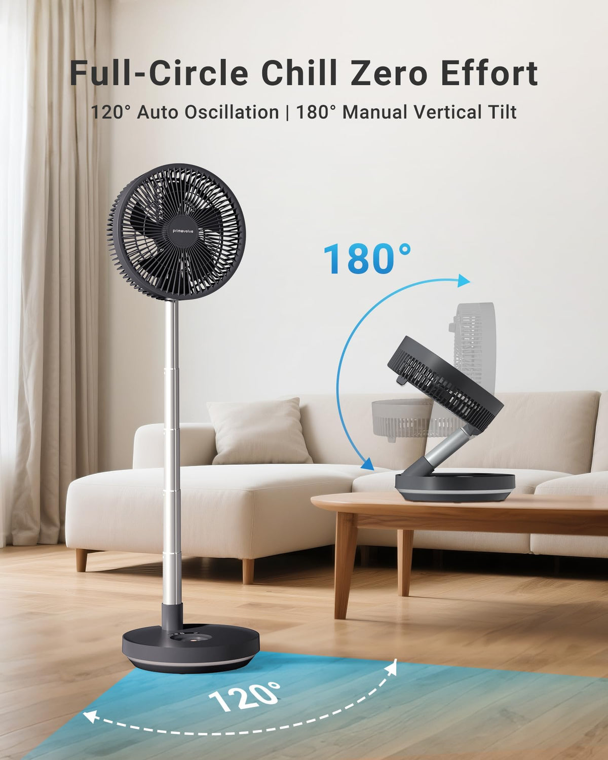 10" Portable Oscillating Fan with 10000mAh Rechargeable Battery Q6735