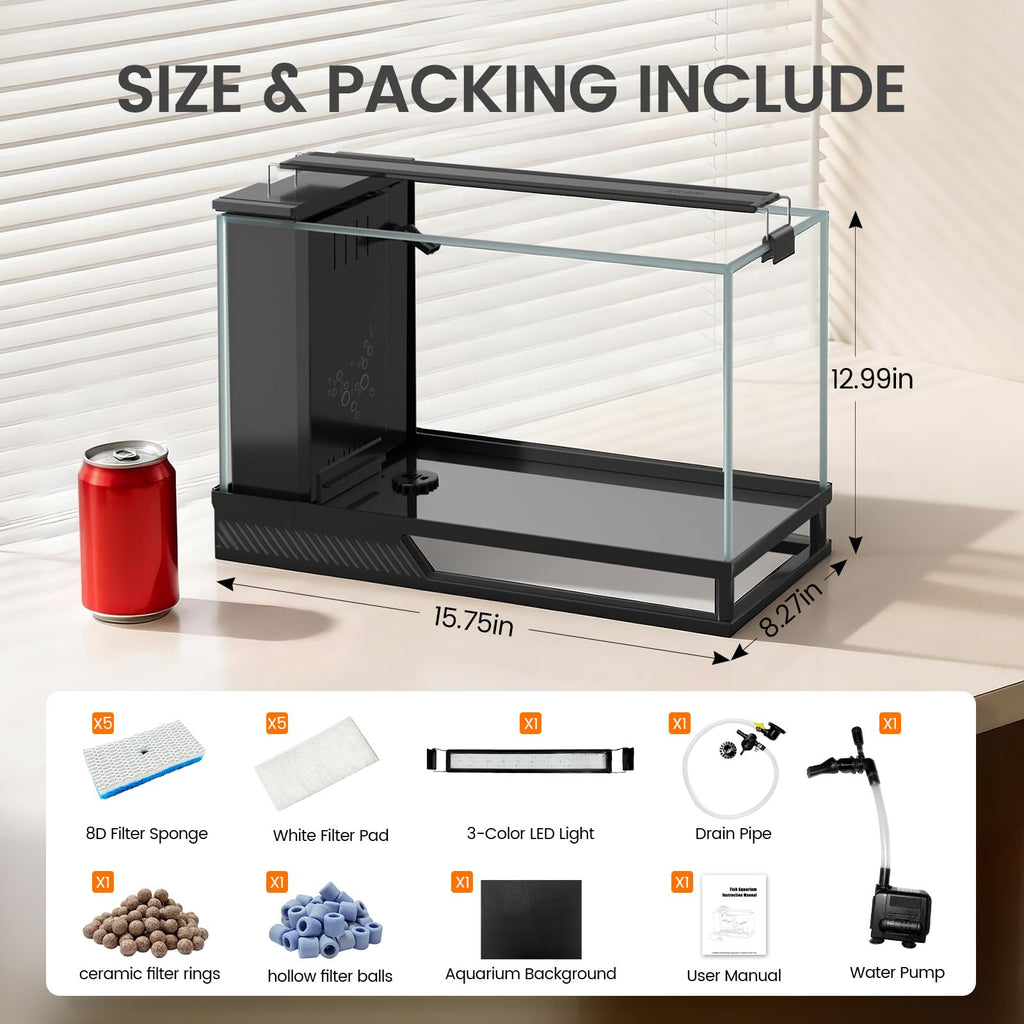 4 Gallon Aquarium Kit with Bottom Drainage D308511