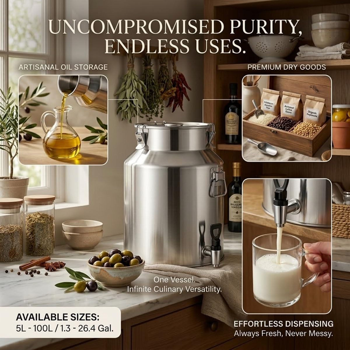 Food Grade Stainless Steel Milk Can with Sealed Lid B8265
