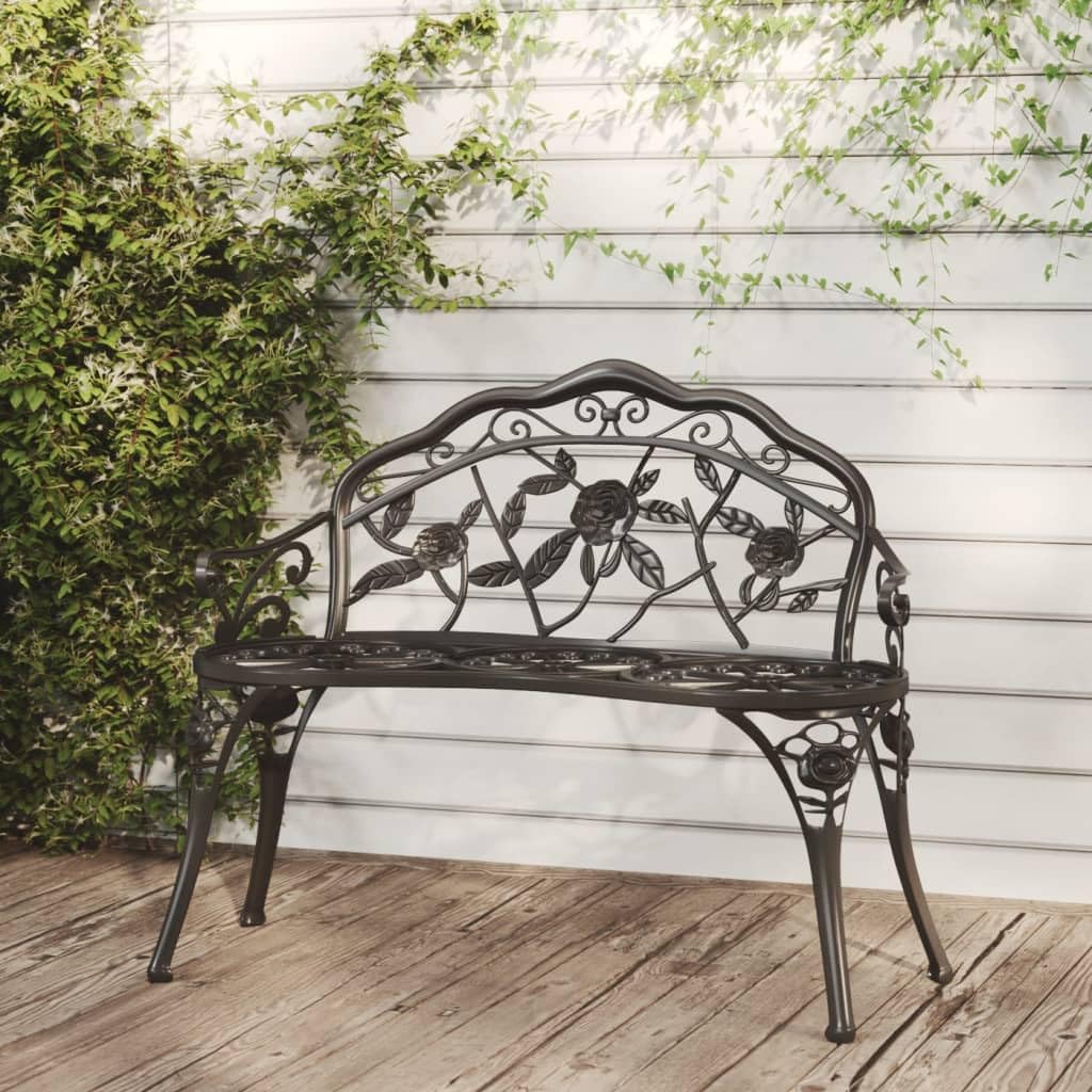 Cast Aluminum Black Patio Bench G3958