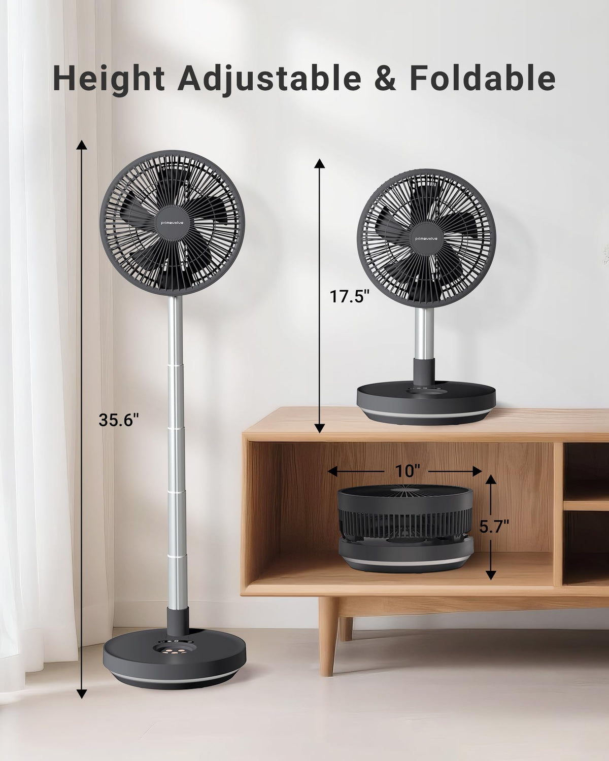 10" Portable Oscillating Fan with 10000mAh Rechargeable Battery Q6735