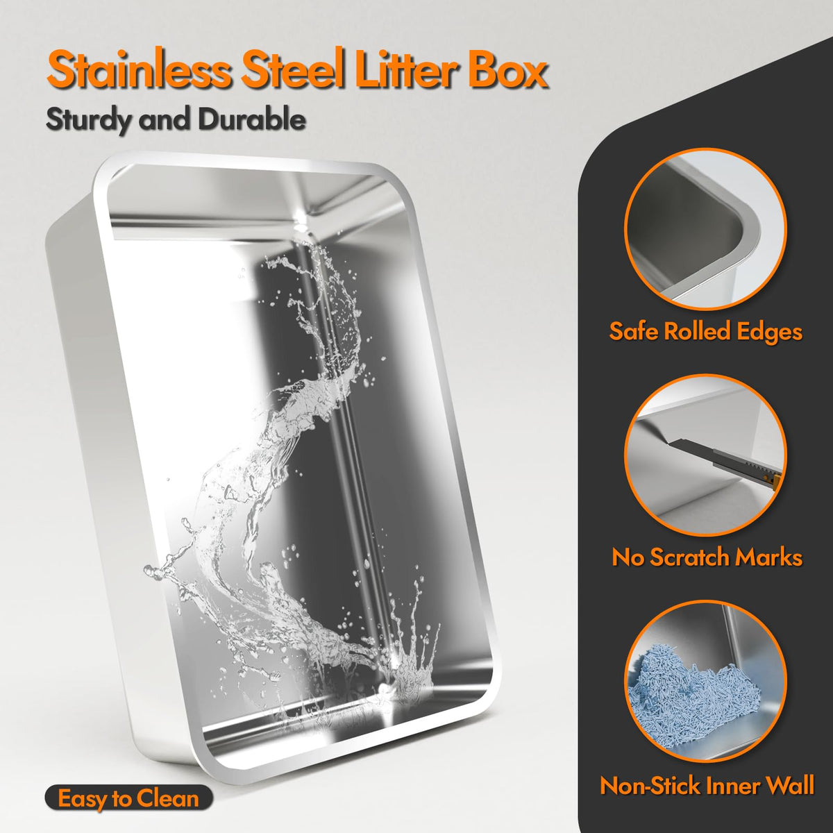 Stainless Steel Cat Litter Box with Lid W248