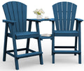 Navy Blue Adirondack Chairs Set of 2 with Table Trays I236