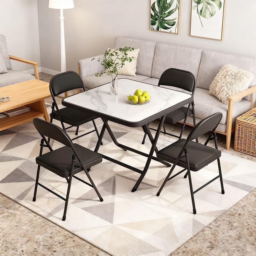 Black Folding Bar Stool with Backrest and Footrest E45760