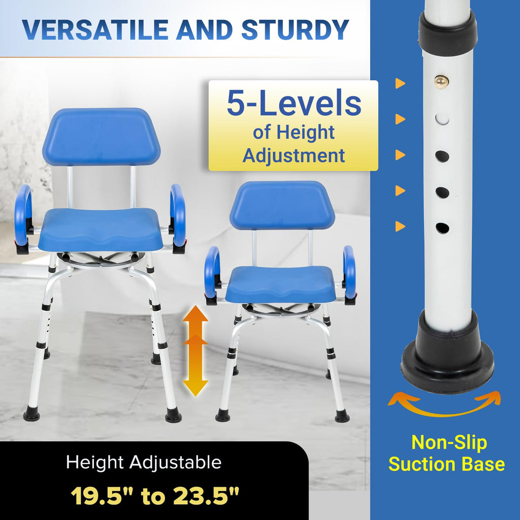 Swivel Shower Chair with Padded Seat, Back & Arms S565