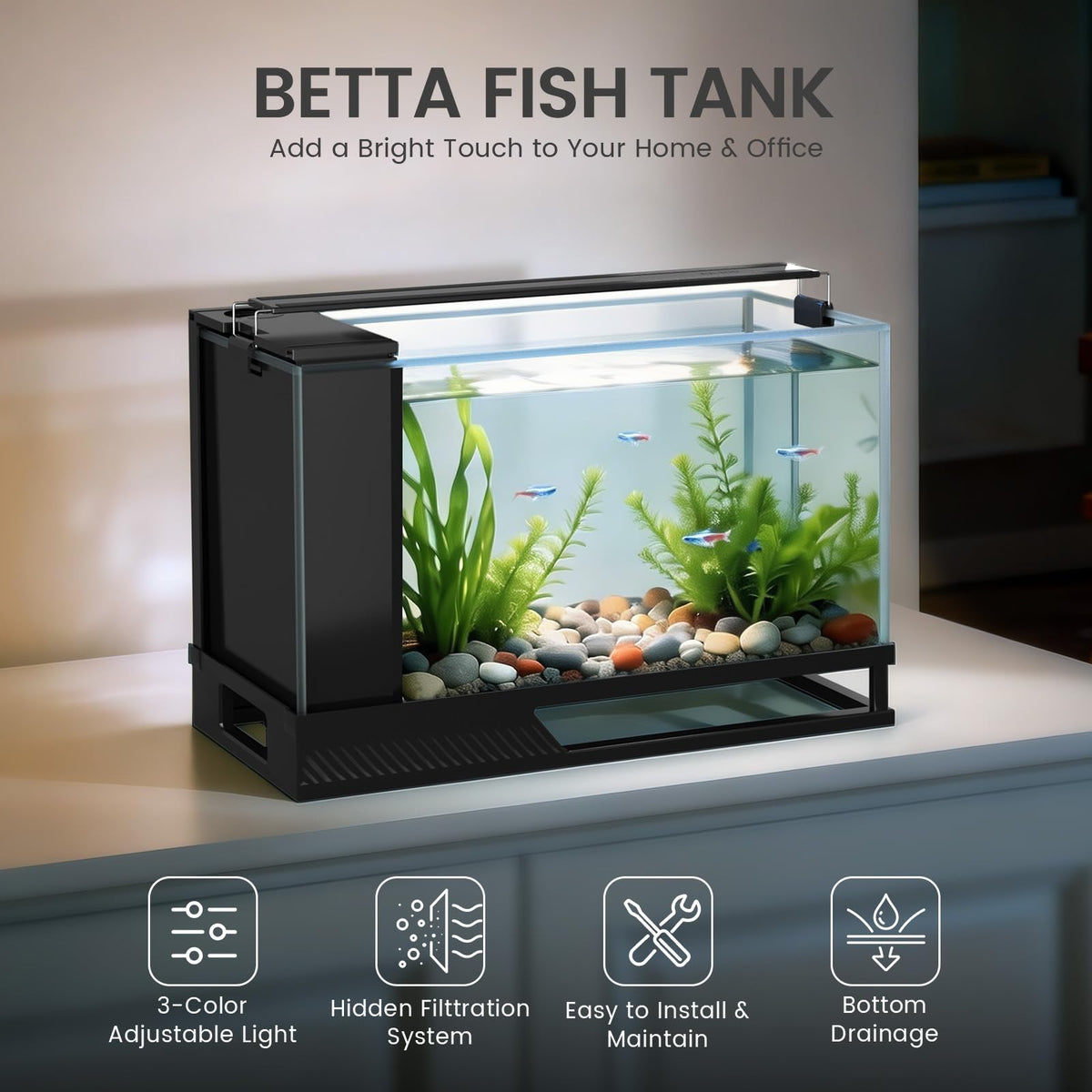 4 Gallon Aquarium Kit with Bottom Drainage D308511